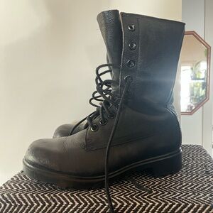 Black Leather military Boots
